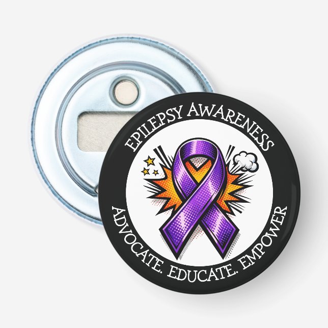 Epilepsy Awareness | Purple Awareness Ribbon Bottle Opener (Front)
