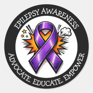 Epilepsy Awareness Purple Awareness Ribbon Classic Round Sticker