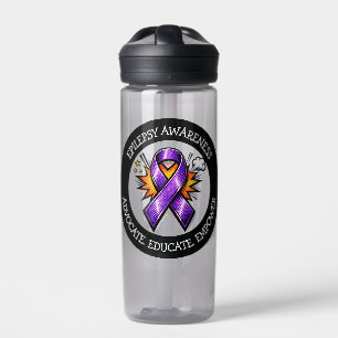 Epilepsy Awareness   Purple Awareness Ribbon Water Bottle