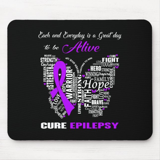 Epilepsy Awareness Purple Butterflies  Mouse Mat (Front)