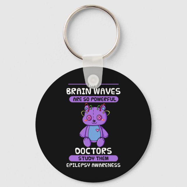 Epilepsy Awareness Purple Epileptic Brain Epilepsi Key Ring (Front)