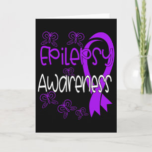 Epilepsy Awareness Purple Ribbon 3 Card