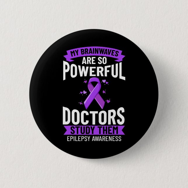 Epilepsy Awareness Purple Ribbon Bracelet Warrior  6 Cm Round Badge (Front)