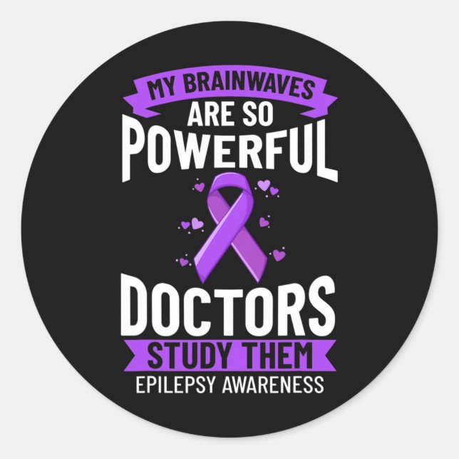 Epilepsy Awareness Purple Ribbon Bracelet Warrior  Classic Round Sticker (Front)