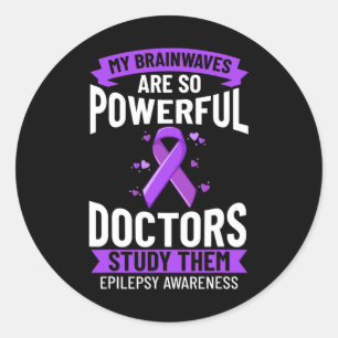 Epilepsy Awareness Purple Ribbon Bracelet Warrior Classic Round Sticker