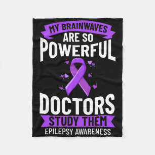 Epilepsy Awareness Purple Ribbon Bracelet Warrior  Fleece Blanket