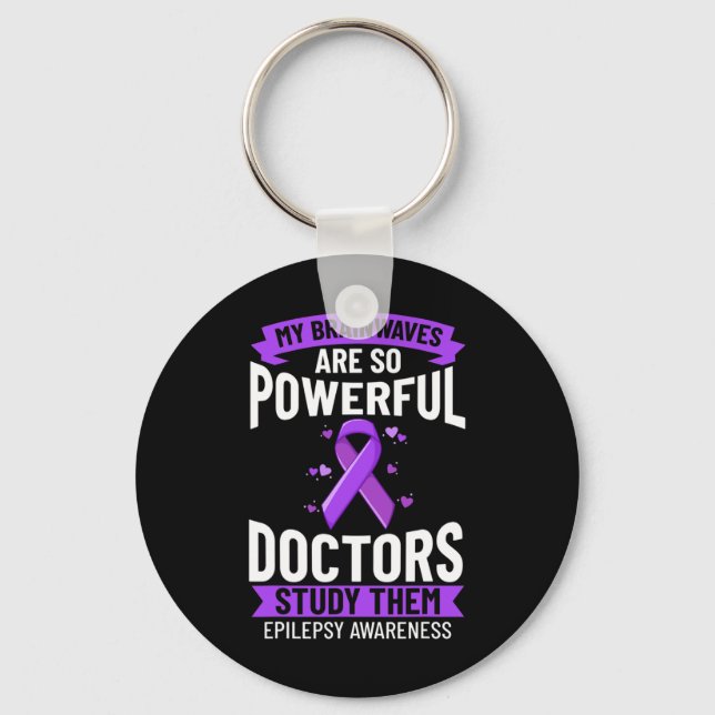 Epilepsy Awareness Purple Ribbon Bracelet Warrior  Key Ring (Front)
