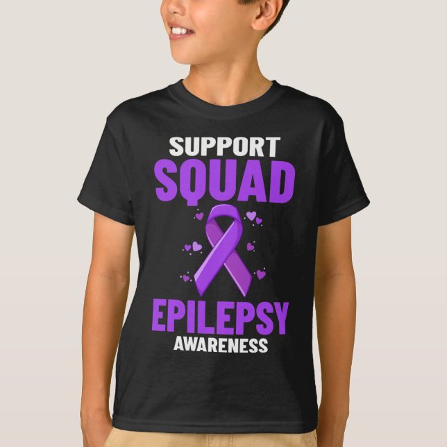 Epilepsy Awareness Purple Ribbon Bracelet Warrior  T-Shirt (Front)