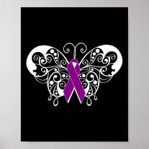 Epilepsy Awareness Purple Ribbon Butterfly 2  Poster
