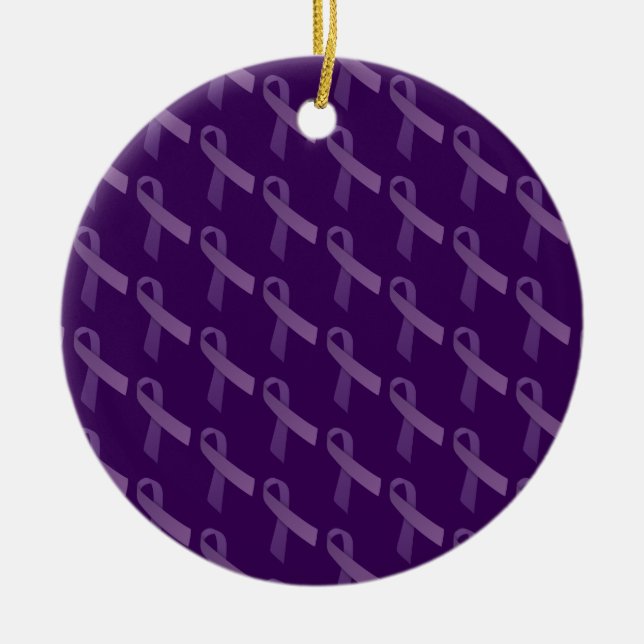 epilepsy awareness Purple Ribbon Ceramic Tree Decoration (Front)