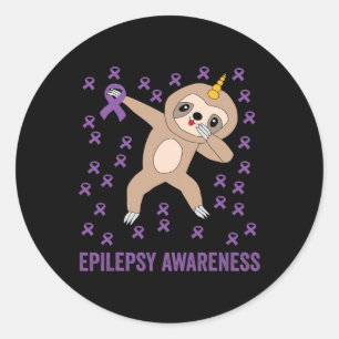 Epilepsy Awareness Purple Ribbon - Epilepsy Awaren Classic Round Sticker