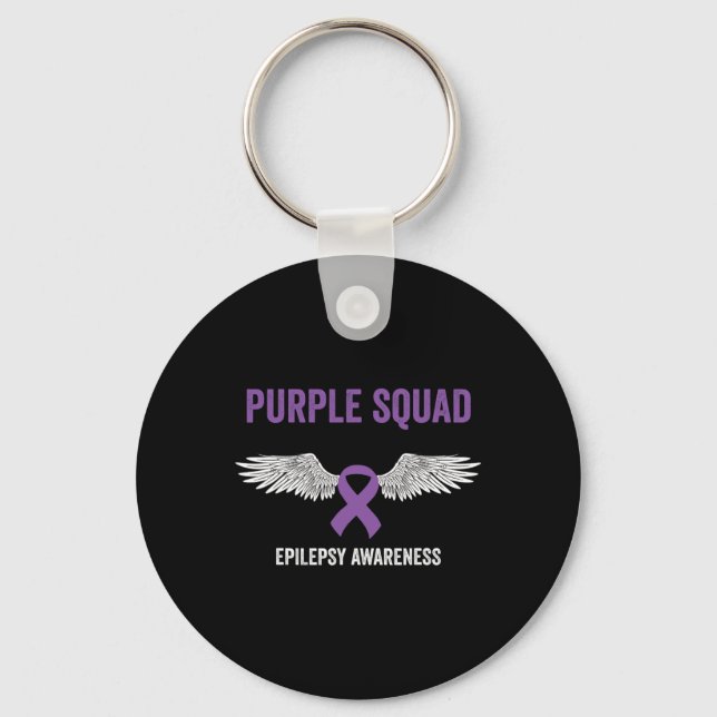 Epilepsy Awareness Purple Ribbon - Epilepsy Awaren Key Ring (Front)