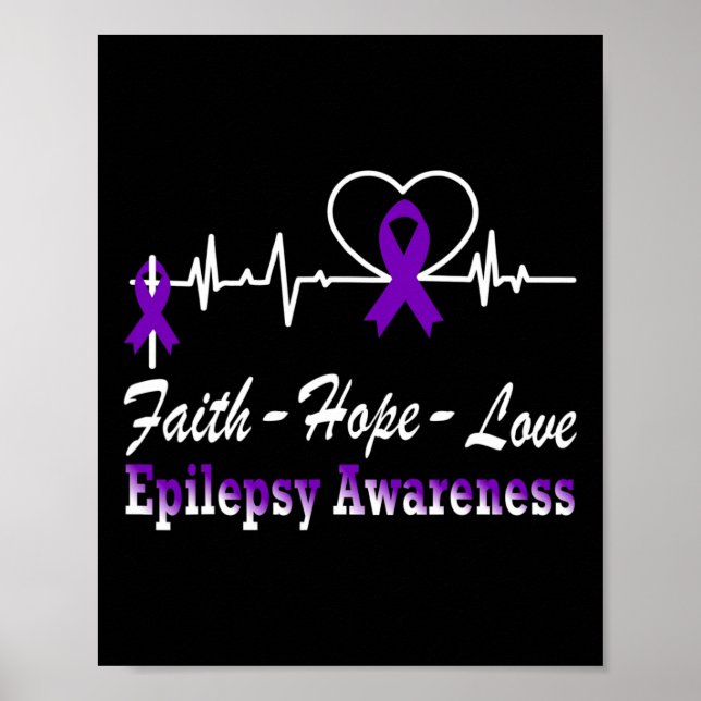 Epilepsy Awareness Purple Ribbon Epilepsy Christia Poster (Front)
