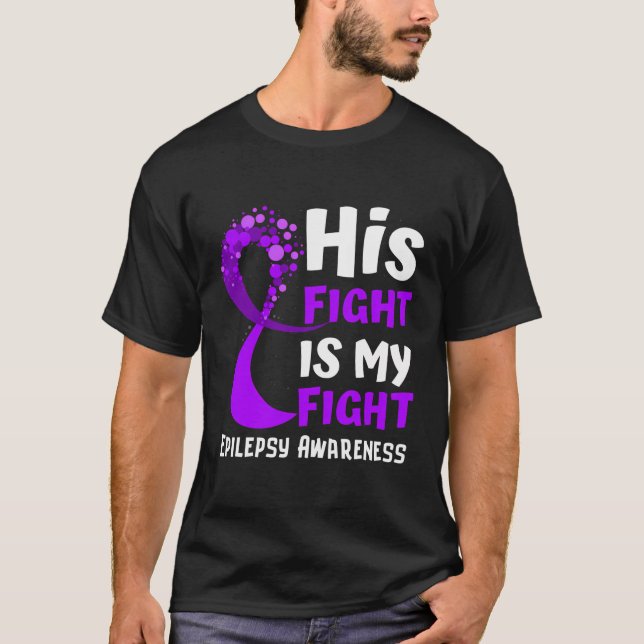 Epilepsy Awareness Purple Ribbon Hope Family Fight T-Shirt (Front)