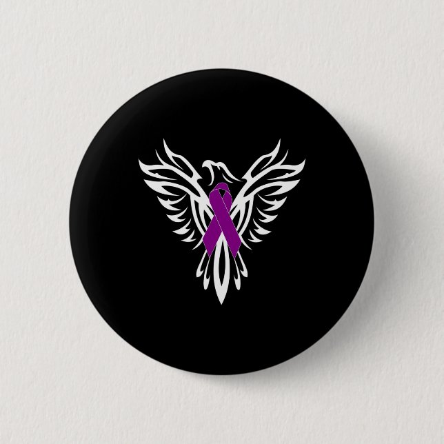 Epilepsy Awareness Purple Ribbon Phoenix  6 Cm Round Badge (Front)