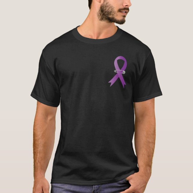 Epilepsy Awareness Purple Ribbon Pocket T-Shirt (Front)