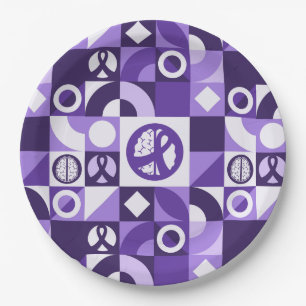 Epilepsy Awareness Purple Ribbon Tableware Paper Plate
