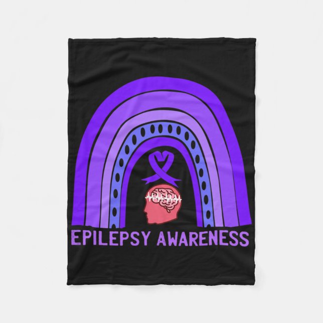 Epilepsy Awareness Purple Support Ribbon  Fleece Blanket (Front)