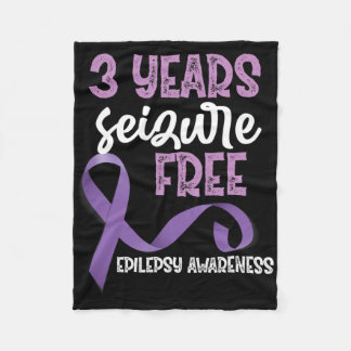 Epilepsy Awareness Ribbon 3 Years Seizure Free  Fleece Blanket