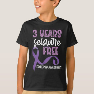Epilepsy Awareness Ribbon 3 Years Seizure Free  T-Shirt