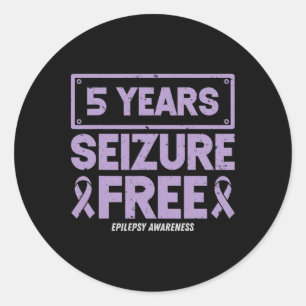 Epilepsy Awareness Ribbon 5 Years Seizure Free Classic Round Sticker