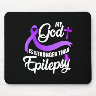 Epilepsy Awareness Ribbon My God Is Stronger Than Mouse Mat