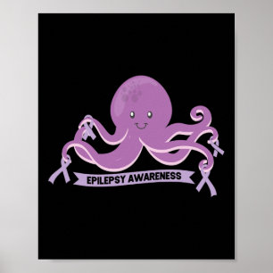 Epilepsy Awareness Ribbon Octopus  Poster