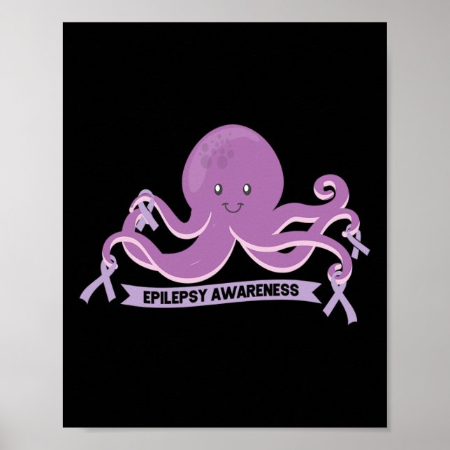 Epilepsy Awareness Ribbon Octopus  Poster (Front)