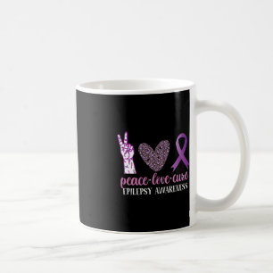 Epilepsy Awareness Ribbon Peace Love Cure Coffee Mug