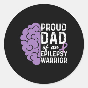 Epilepsy Awareness Ribbon Proud Dad Of An Epilepsy Classic Round Sticker