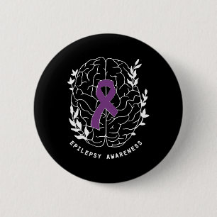 Epilepsy Awareness Ribbon Purple Epilepsy Brain Gr 6 Cm Round Badge