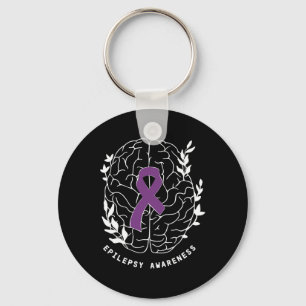 Epilepsy Awareness Ribbon Purple Epilepsy Brain Gr Key Ring