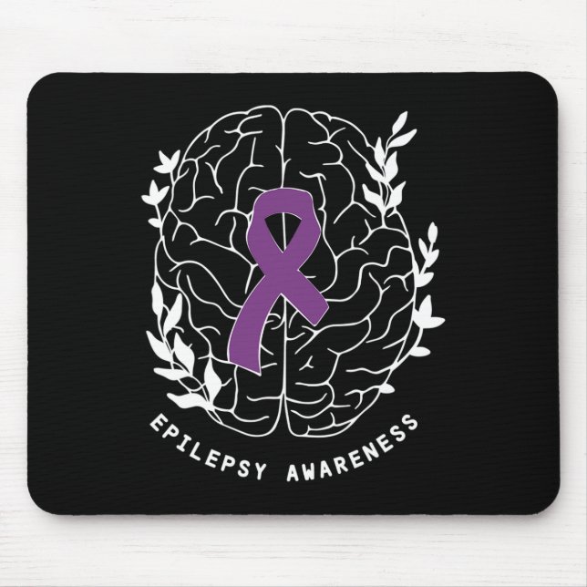 Epilepsy Awareness Ribbon Purple Epilepsy Brain Gr Mouse Mat (Front)
