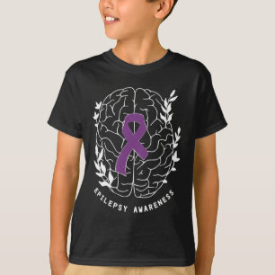 Epilepsy Awareness Ribbon Purple Epilepsy Brain Gr T-Shirt