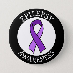 Epilepsy Awareness Ribbon Support   7.5 Cm Round Badge
