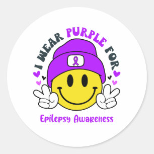 Epilepsy Awareness Ribbon Support Gifts Classic Round Sticker