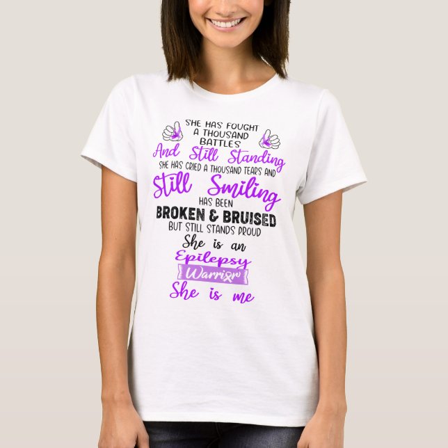 Epilepsy Awareness Ribbon Support Gifts T-Shirt (Front)
