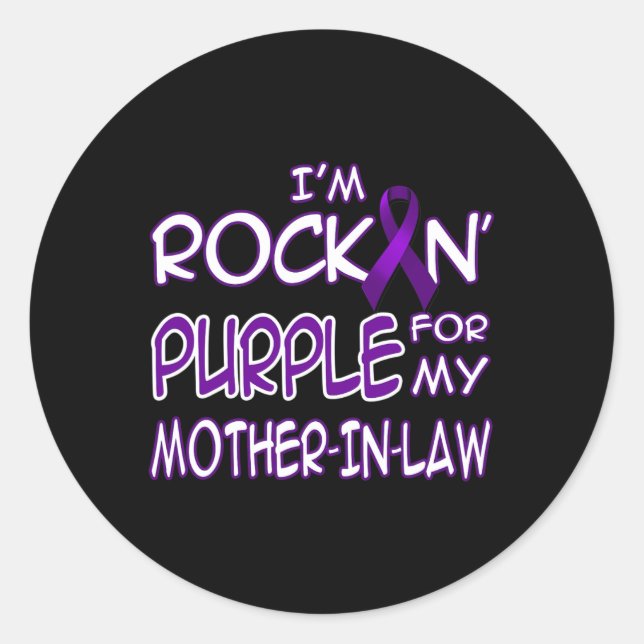 Epilepsy Awareness Rockin' Purple Ribbon For Mothe Classic Round Sticker (Front)