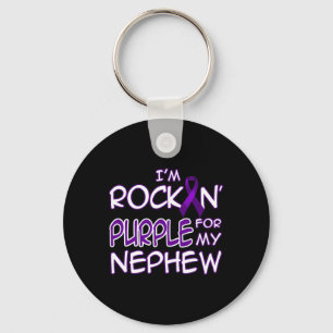 Epilepsy Awareness Rockin' Purple Ribbon For My Ne Key Ring