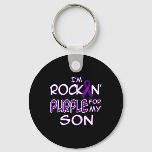 Epilepsy Awareness Rockin' Purple Ribbon For My So Key Ring