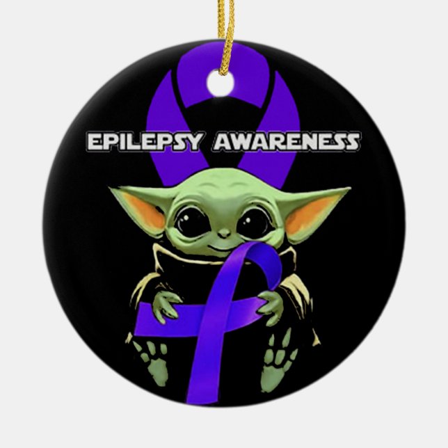 Epilepsy Awareness Shirt Ceramic Tree Decoration (Front)