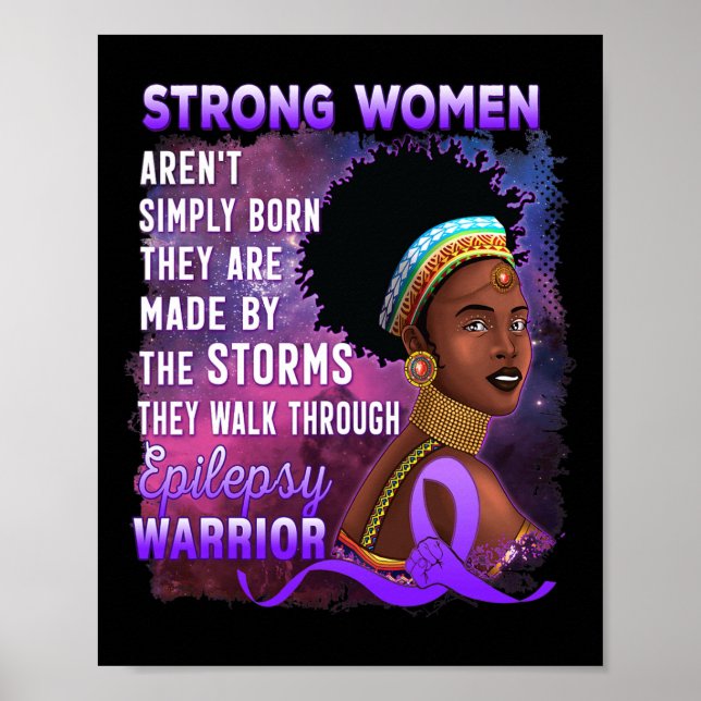 Epilepsy Awareness Strong Black Women Warrior  Poster (Front)