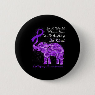 Epilepsy Awareness Sunflower Elephant Be Kind 6 Cm Round Badge