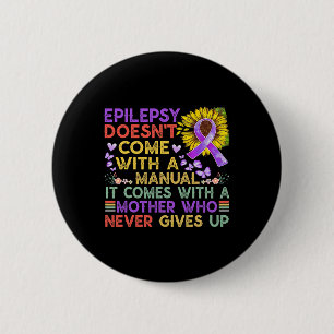 Epilepsy awareness sunflower warrior purple vinta 6 cm round badge