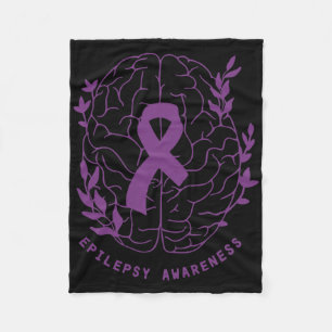 Epilepsy Awareness Support Epilepsy Purple Ribbon Fleece Blanket