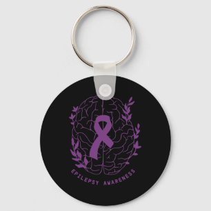 Epilepsy Awareness Support Epilepsy Purple Ribbon  Key Ring