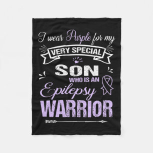 Epilepsy Awareness Support Son Warrior Walk Run  Fleece Blanket