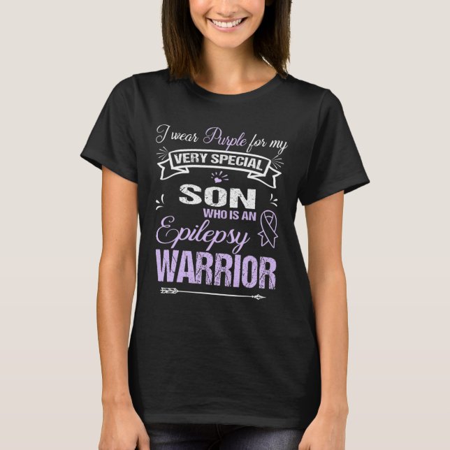 Epilepsy Awareness Support Son Warrior Walk Run  T-Shirt (Front)