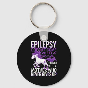 Epilepsy Awareness Unicorn Purple Ribbon Seizure D Key Ring