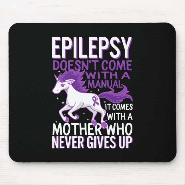 Epilepsy Awareness Unicorn Purple Ribbon Seizure D Mouse Mat (Front)